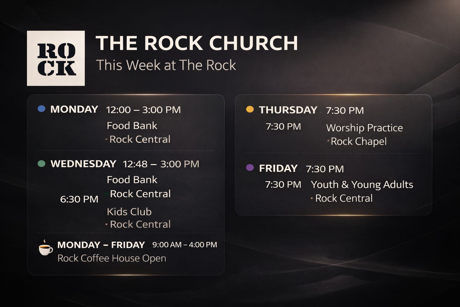 This week at the Rock